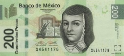 Мексика 200 песо 2014 год - Хуана Инес де ла Крус UNC