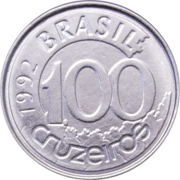 Бразилия 100 крузейро 1992 год - Ламантины