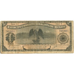 Мексика 1 песо 1914 год - Конституционная армия Мексики - F 