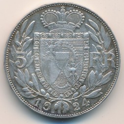 Лихтенштейн 5 франков 1924 год