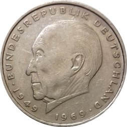ФРГ 2 марки 1975 год - Конрад Аденауэр. 20 лет Федеративной Республике (1949-1969) (D)