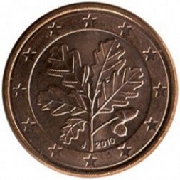 Германия 1 евроцент 2010 год (J)