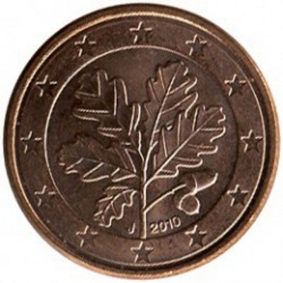 Германия 1 евроцент 2010 год (J)