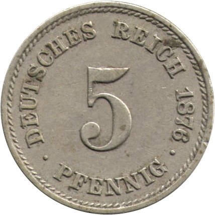 Германия 5 пфеннигов 1876 год (A)