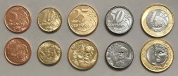 Набор из 5 монет Бразилия 2018