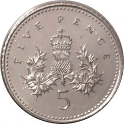 Великобритания 5 пенсов 1994 год BU