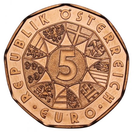 Австрия 5 евро 2021 год - Пасхальная монета — Цыплёнок