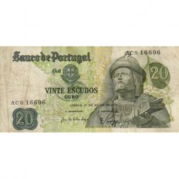 Португалия 20 эскудо 1971 год - тип 1 - F