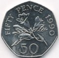 Гернси 50 пенсов 1990 год - Фрезия