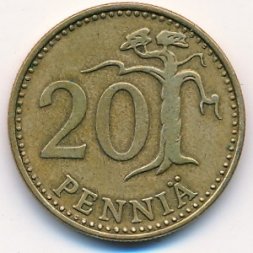 Финляндия 20 пенни 1965 год