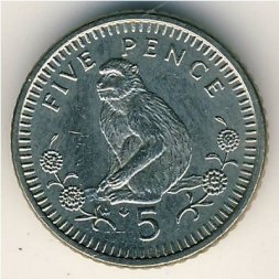 Гибралтар 5 пенсов 1991 год (AB)