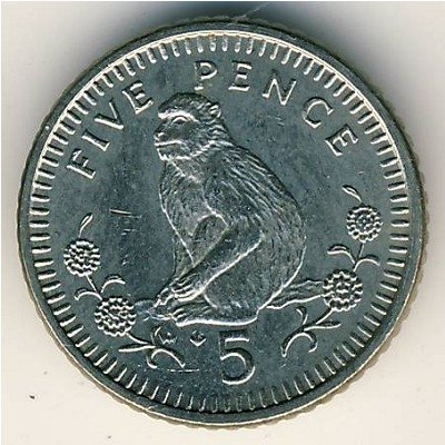 Гибралтар 5 пенсов 1991 год (AB)