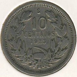 Чили 10 сентаво 1923 год