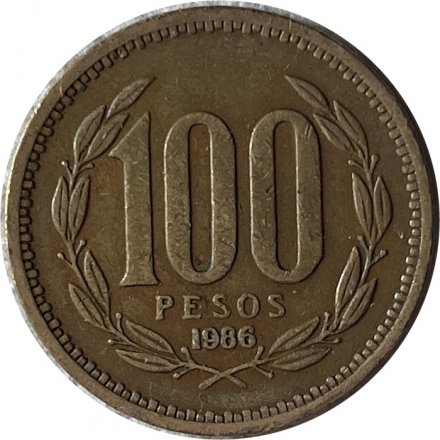 Чили 100 песо 1986 год