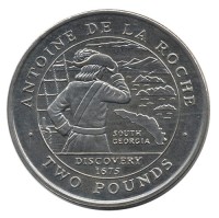 Монета Южная Джорджия и Южные Сэндвичевы острова 2 фунта 2000 год - Антони де ла Роше