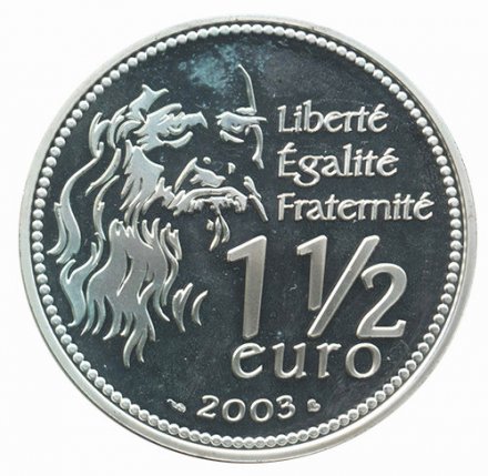Франция 1,5 евро 2003 год - 500 лет написанию Моны Лизы