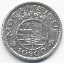 Монета Мозамбик 10 эскудо 1954 год