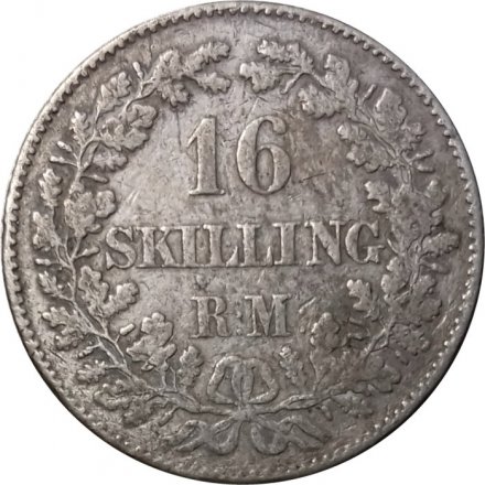 Дания 16 скиллинг-ригсмёнтов 1857 год
