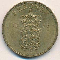 Дания 2 кроны 1956 год - Король Фредерик IX