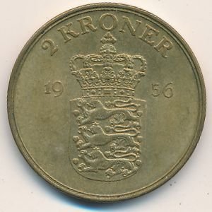 Дания 2 кроны 1956 год - Король Фредерик IX