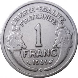 Франция 1 франк 1944 год (REPUBLIQUE FRANÇAISE, C)
