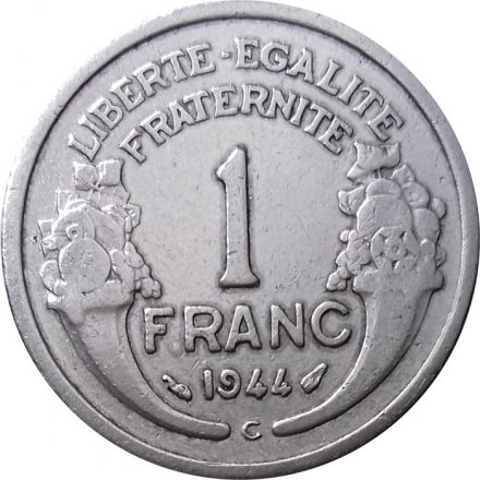 Франция 1 франк 1944 год (REPUBLIQUE FRANÇAISE, C)