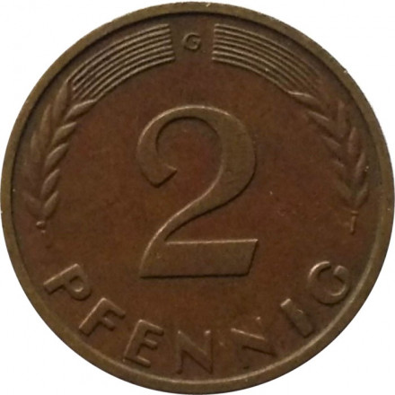 ФРГ 2 пфеннига 1964 год - G