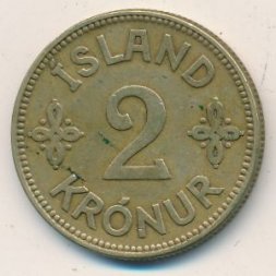 Исландия 2 кроны 1929 год