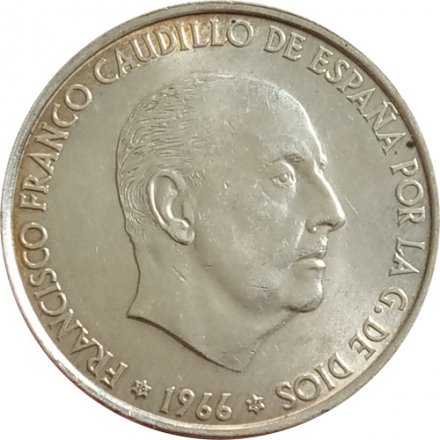 Испания 100 песет 1966 год (66 внутри звезды) - Франсиско Франко