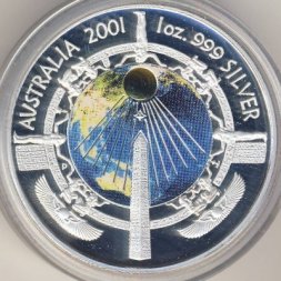 Австралия 1 доллар 2001 год - Миллениум. Тысячелетие (цветная эмаль)