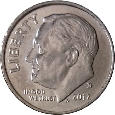 США 1 дайм (10 центов) 2012 год - Франклин Рузвельт (D)