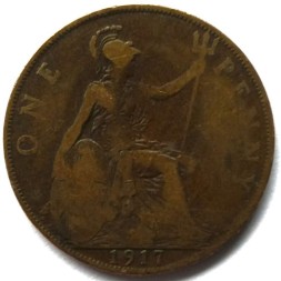 Великобритания 1 пенни 1917 год - Король Георг V