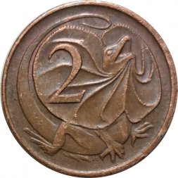 Австралия 2 цента 1982 год - Плащеносная ящерица