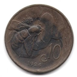 Италия 10 чентезимо 1924 год