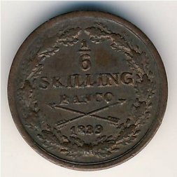 Швеция 1/6 скиллинга 1839 год