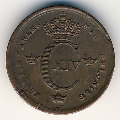 Швеция 1/6 скиллинга 1839 год