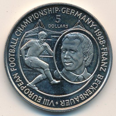 Ниуэ 5 долларов 1988 год - ЧЕ по футболу, ФРГ 1988