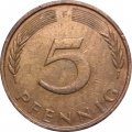 ФРГ 5 пфеннигов 1975 год (F)