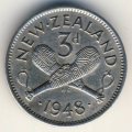 Новая Зеландия 3 пенса 1948 год - Король Георг VI. Пату (оружие)