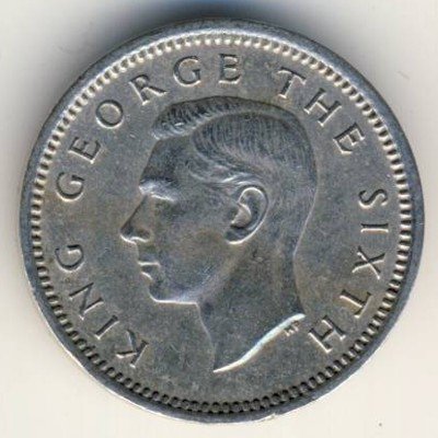 Новая Зеландия 3 пенса 1948 год - Король Георг VI. Пату (оружие)