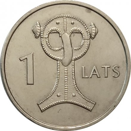 Латвия 1 лат 2007 год - Застёжка. Стилизированая сова