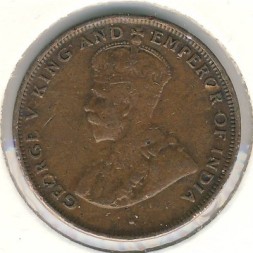 Монета Цейлон 1 цент 1925 год - Георг V