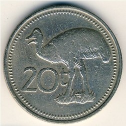 Монета Папуа - Новая Гвинея 20 тоа 1975 год