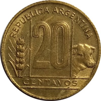 Аргентина 20 сентаво 1949 год