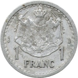Монако 1 франк 1943 год - Луи II