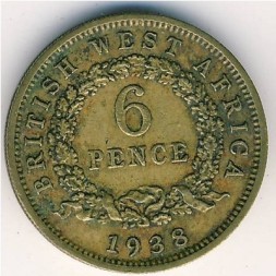 Британская Западная Африка 6 пенсов 1938 год