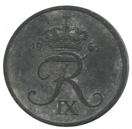 Дания 1 эре 1965 год - Король Фредерик IX