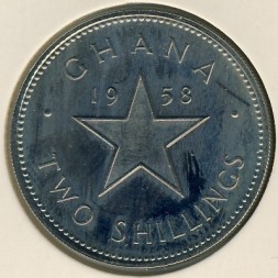 Монета Гана 2 шиллинга 1958 год