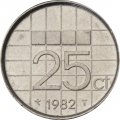 Нидерланды 25 центов 1982 год - Королева Беатрикс