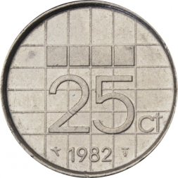 Нидерланды 25 центов 1982 год - Королева Беатрикс